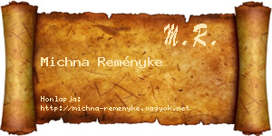 Michna Reményke névjegykártya